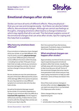 Emotional Changes After Stroke