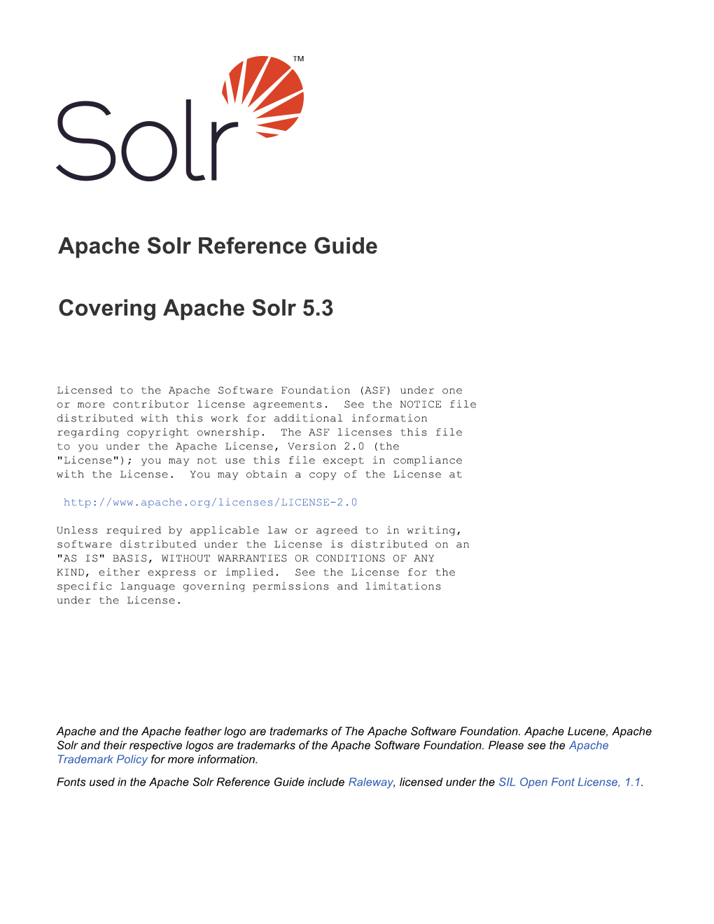 Apache Solr Reference Guide Covering Apache Solr