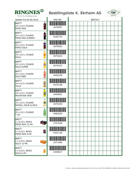 RINGNES Bestillingsskjema Med Strekkode