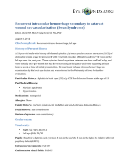 Recurrent Intraocular Hemorrhage Secondary to Cataract Wound Neovascularization (Swan Syndrome)