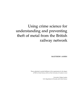 Using Crime Science for Understanding and Preventing Theft of Metal from the British Railway Network