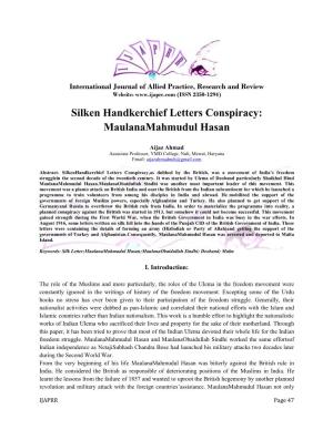 Silken Handkerchief Letters Conspiracy: Maulanamahmudul Hasan