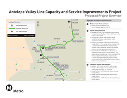 Antelope Valley Line Capacity and Service Improvements Project Proposed Project Overview