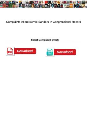 Complaints About Bernie Sanders in Congressional Record