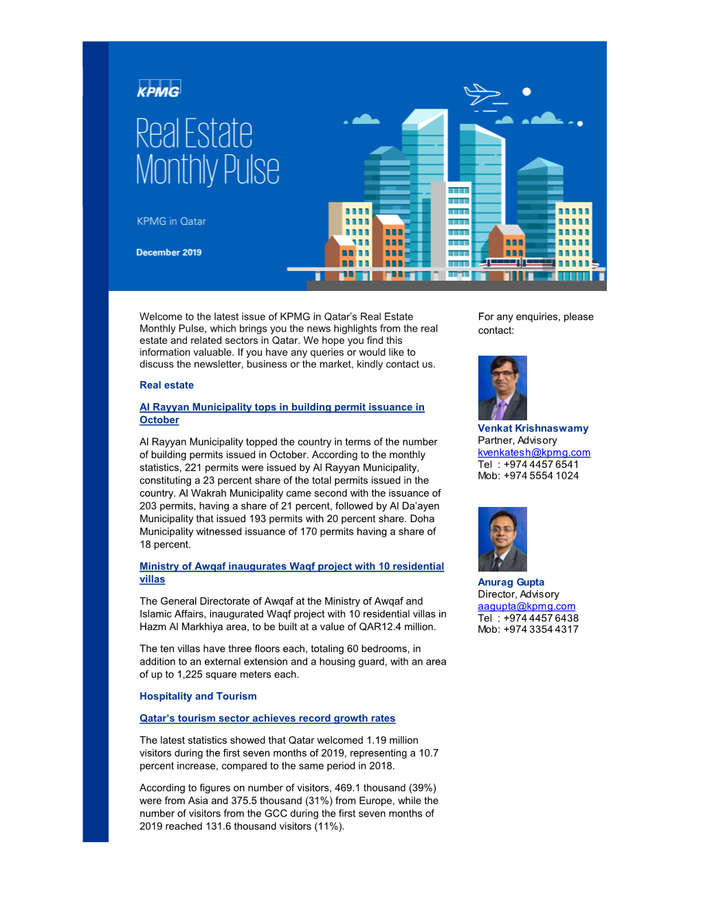 The Latest Issue of KPMG in Qatar's Real Estate Monthly