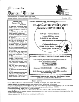 $Inn*Nsta USABDA- &Rrtrint @Imtx Rnnesotaa Published Monthly for Members of the United States Amateur Ballroom Dancers Association--Minnesota Chapter November 1994