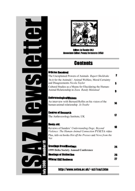 ISAZ Newsletter Number 19, May 2000