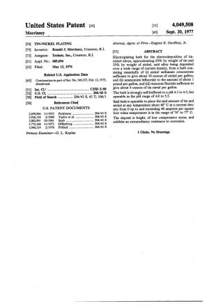 United States Patent (19) (11) 4,049,508 Morrissey (45) Sept