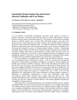 Sustainable Design Engineering and Science: Selected Challenges and Case Studies