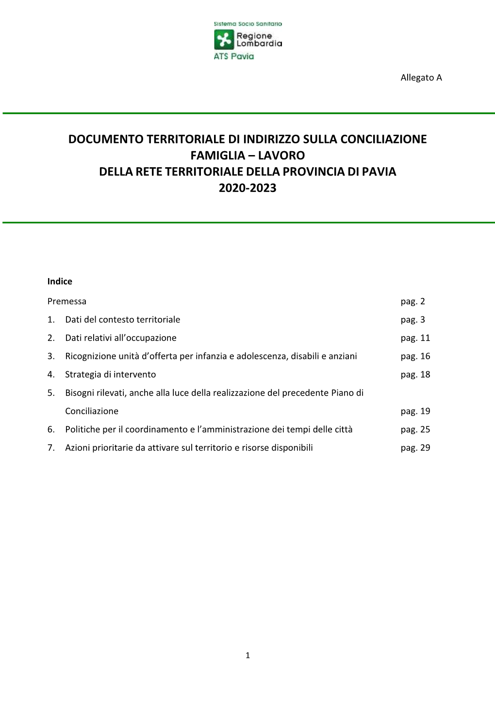 Lavoro Della Rete Territoriale Della Provincia Di Pavia 2020-2023