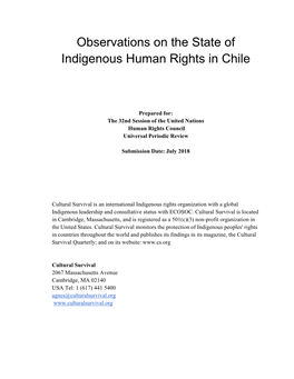 Observations on the State of Indigenous Human Rights in Chile