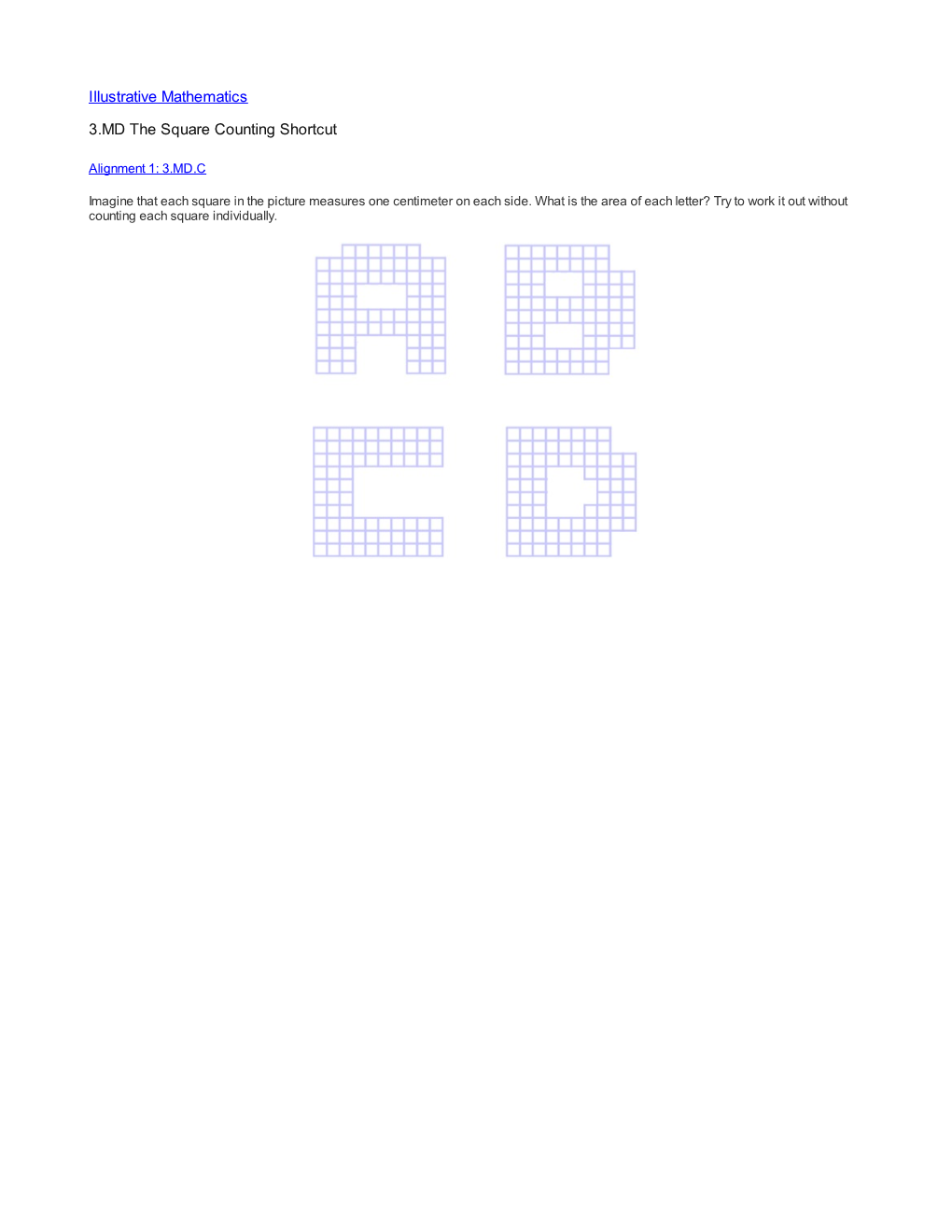 Illustrative Mathematics 3.MD the Square Counting Shortcut