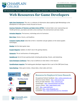 Web Resources for Game Developers