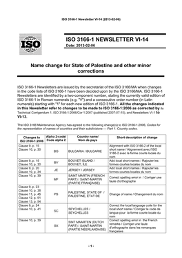 ISO 3166-1 Newsletter VI-14 (2013-02-06)