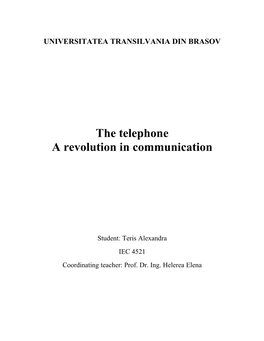 The Telephone a Revolution in Communication