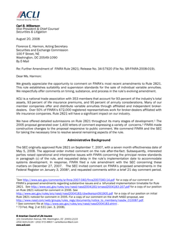 Comment Letter on File No. SR-FINRA-2008-019