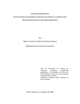 Nelson Rodrigues Inventário Ilustrado E Recepção Crítica Comentada Dos Escritos Do Anjo Pornográfico