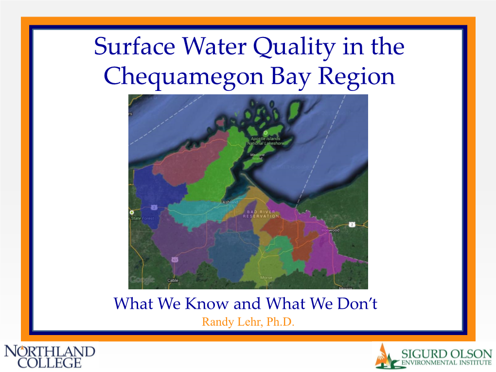 Surface Water Quality in the Chequamegon Bay Region