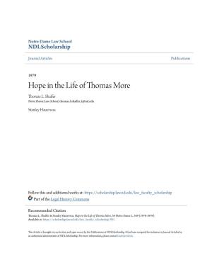 Hope in the Life of Thomas More Thomas L
