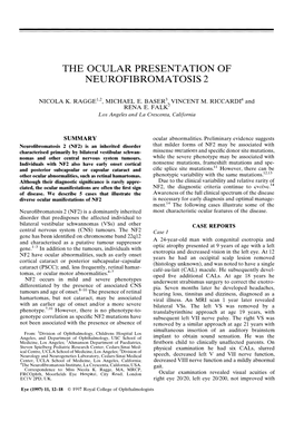 The Ocular Presentation of Neurofibromatosis 2