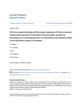 U-Pb Zircon Geochronology and Nd Isotopic Signatures of the Pre