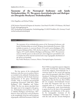 Taxonomy of the Neotropical Freshwater Crab Family Trichodactylidae