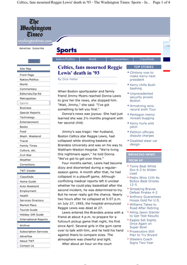 Celtics, Fans Mourned Reggie Lewis' Death in '93 - the Washington Times: Sports - Ju