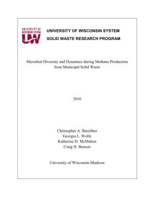 University of Wisconsin System Solid Waste Research Program