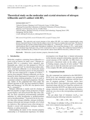 Theoretical Study on the Molecular and Crystal Structures of Nitrogen Triﬂuoride and It’S Adduct with BF3