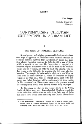 Contemporary Christian Experiments in Ashram Life