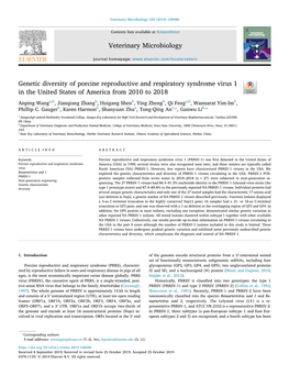 Genetic Diversity of Porcine Reproductive and Respiratory