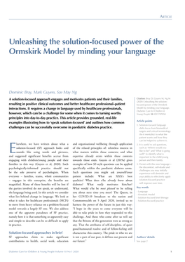 Unleashing the Solution-Focused Power of the Ormskirk Model by Minding Your Language