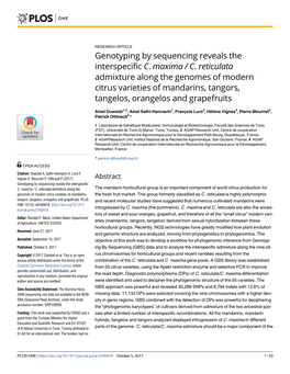 Genotyping by Sequencing Reveals the Interspecific C. Maxima / C. Reticulata Admixture Along the Genomes of Modern Citrus Variet