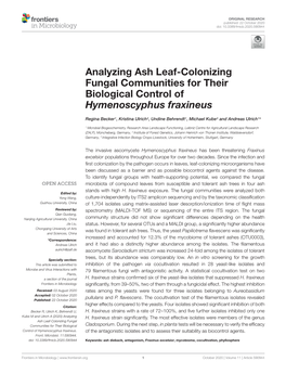 Analyzing Ash Leaf-Colonizing Fungal Communities for Their Biological Control of Hymenoscyphus Fraxineus