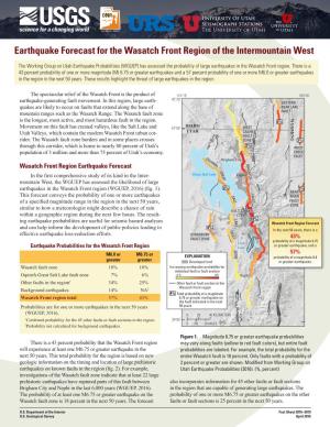 Earthquake Forecast for the Wasatch Front Region of the Intermountain West