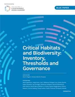 Critical Habitats and Biodiversity: Inventory, Thresholds and Governance