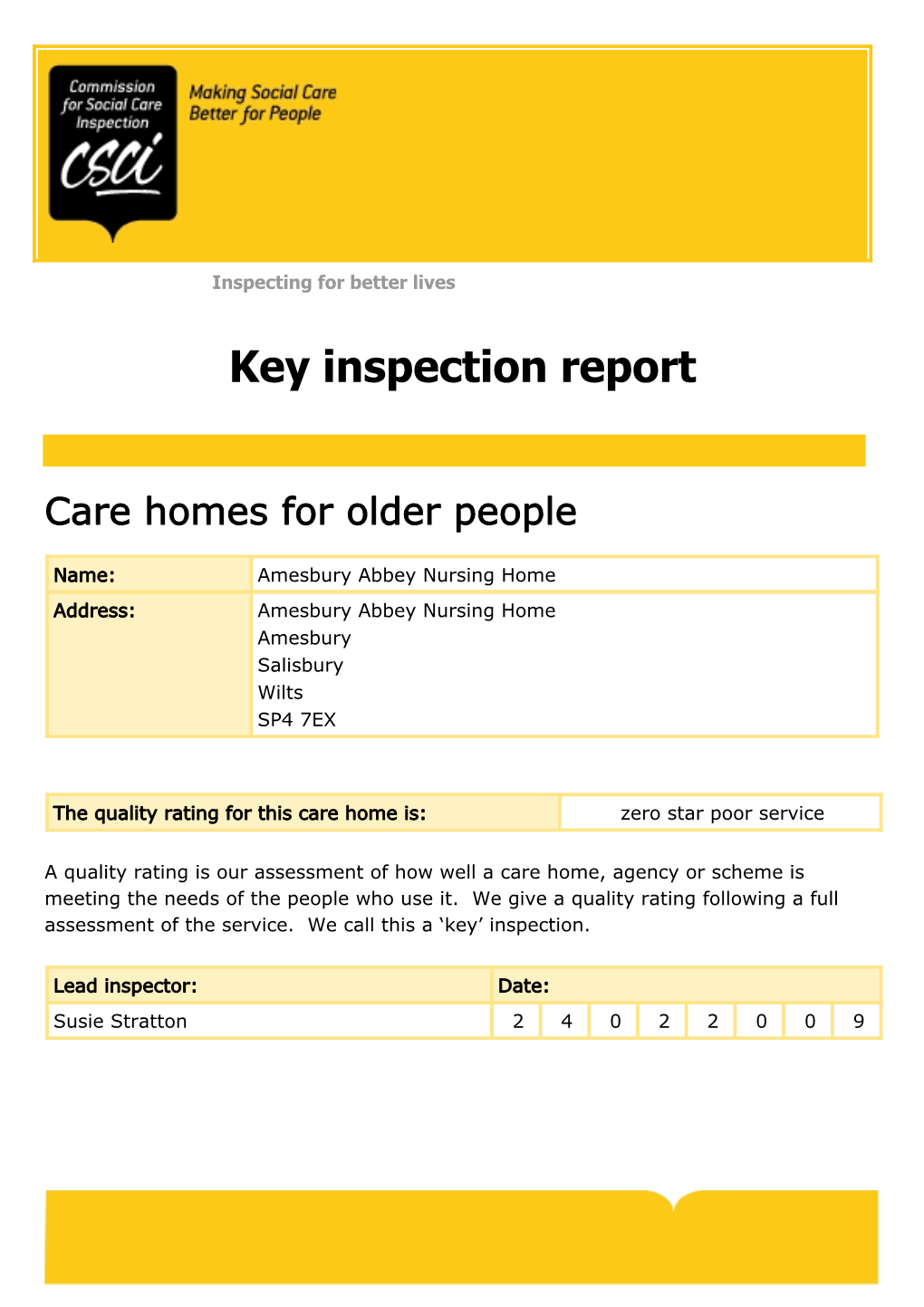 Key Inspection Report