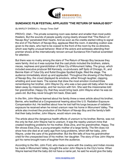 Sundance Film Festival Applauds "The Return of Navajo Boy"