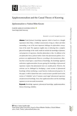 Epiphenomenalism and the Causal Theory of Knowing ______