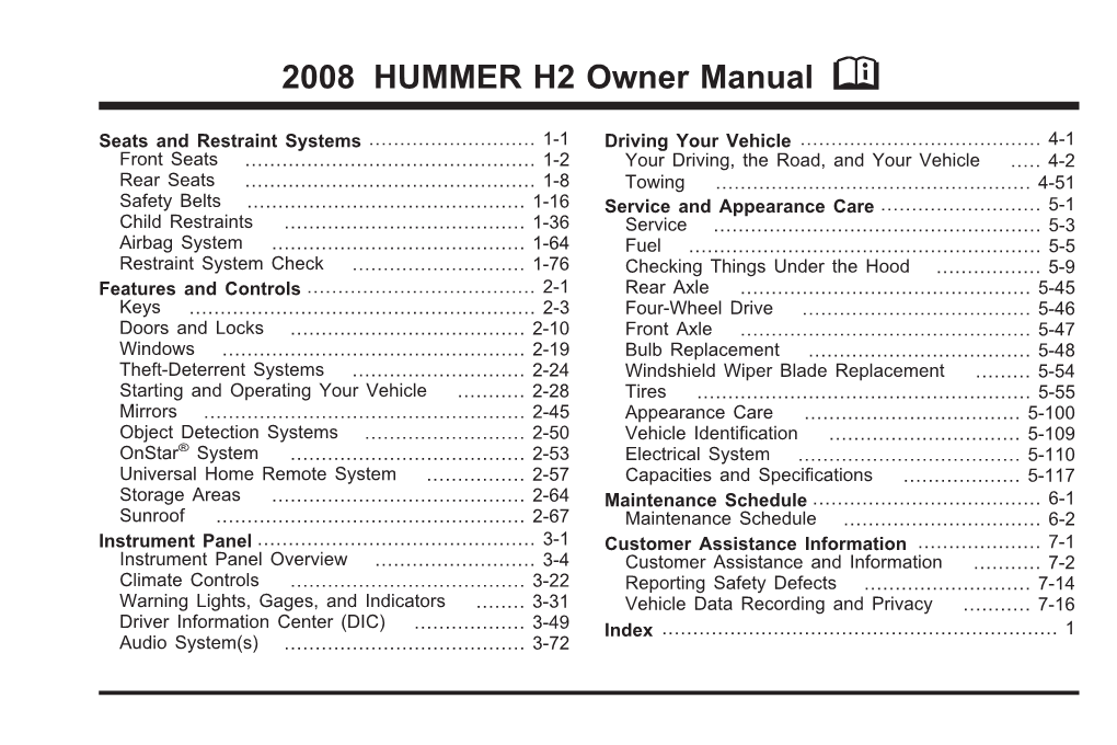 2008 HUMMER H2 Owner Manual M