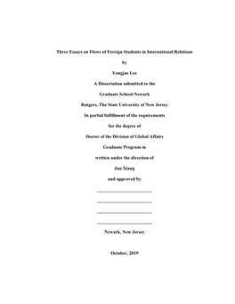 Three Essays on Flows of Foreign Students in International Relations