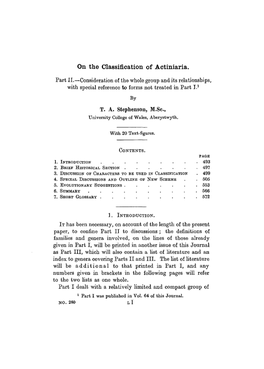 On the Classification of Actiniaria