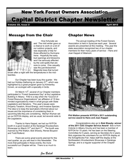 Capital District Chapter Newsletter Volume 22, Issue 2 April 2012