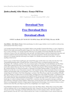 Ke6cx [Read Free Ebook] After Henry: Essays Online