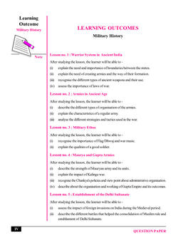 LEARNING OUTCOMES Military History