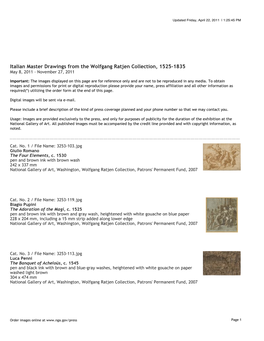 Italian Master Drawings from the Wolfgang Ratjen Collection, 1525-1835 May 8, 2011 - November 27, 2011
