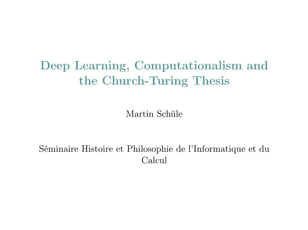 Deep Learning, Computationalism and the Church-Turing Thesis