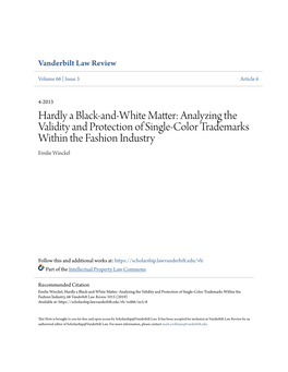 Analyzing the Validity and Protection of Single-Color Trademarks Within the Fashion Industry Emilie Winckel