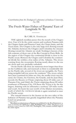 The Fresh-Water Fishes of Panama' East of Longitude 80 W