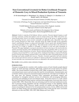 Non Conventional Livestock for Better Livelihood: Prospects of Domestic Cavy in Mixed Production Systems of Tanzania